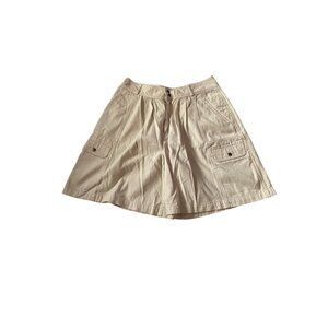 Beige Cargo Skort Size 14 100% Cotton Pleated Front Button/ZipperLizwear Womens